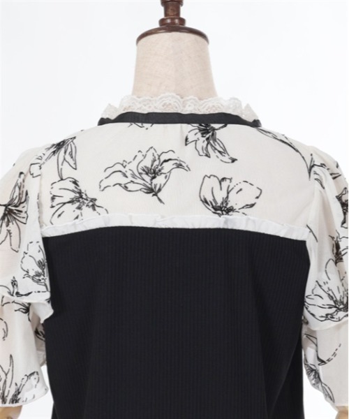 axes femme（アクシーズファム）の「フロッキーチュール切替プルオーバー（Tシャツ/カットソー・レディース・サックスブルー/ブラック/ホワイト・FREE）」の13枚目の写真