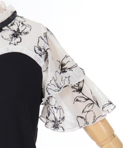 axes femme（アクシーズファム）の「フロッキーチュール切替プルオーバー（Tシャツ/カットソー・レディース・サックスブルー/ブラック/ホワイト・FREE）」の14枚目の写真