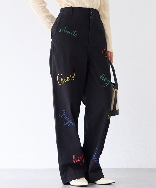 LAVEANGE(ラビアンジェ)の「ロゴプリントチノパンツ(チノパンツ・レディース・ベージュ系その他/ブラック・M/LL/3L/4L)」の13枚目の写真