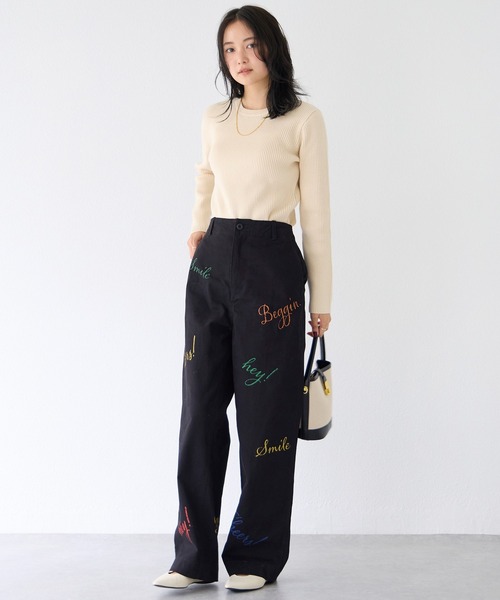 LAVEANGE(ラビアンジェ)の「ロゴプリントチノパンツ(チノパンツ・レディース・ベージュ系その他/ブラック・M/LL/3L/4L)」の18枚目の写真