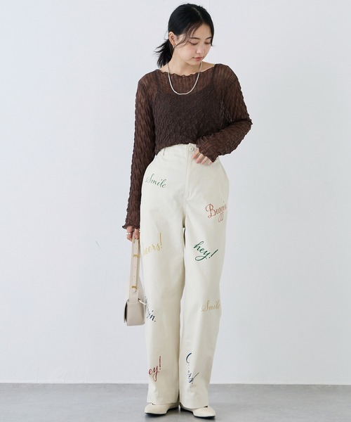 LAVEANGE(ラビアンジェ)の「ロゴプリントチノパンツ(チノパンツ・レディース・ベージュ系その他/ブラック・M/LL/3L/4L)」の9枚目の写真