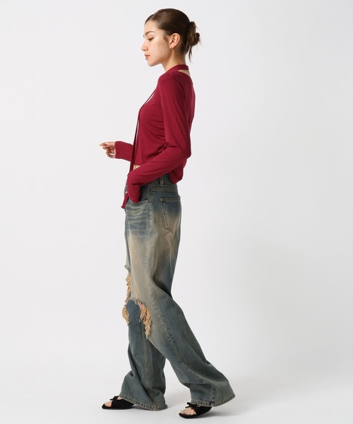 FOREVER 21(フォーエバー トゥエンティーワン)の「【2024FW】ボウタイシャーリングロングスリーブ(Tシャツ/カットソー・レディース・グレー/レッド/ブラック/ホワイト・SMALL/MEDIUM)」の7枚目の写真