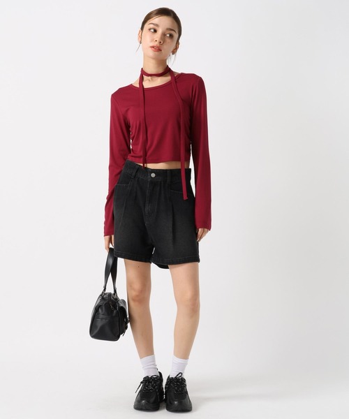 FOREVER 21(フォーエバー トゥエンティーワン)の「【2024FW】ボウタイシャーリングロングスリーブ(Tシャツ/カットソー・レディース・グレー/レッド/ブラック/ホワイト・SMALL/MEDIUM)」の8枚目の写真