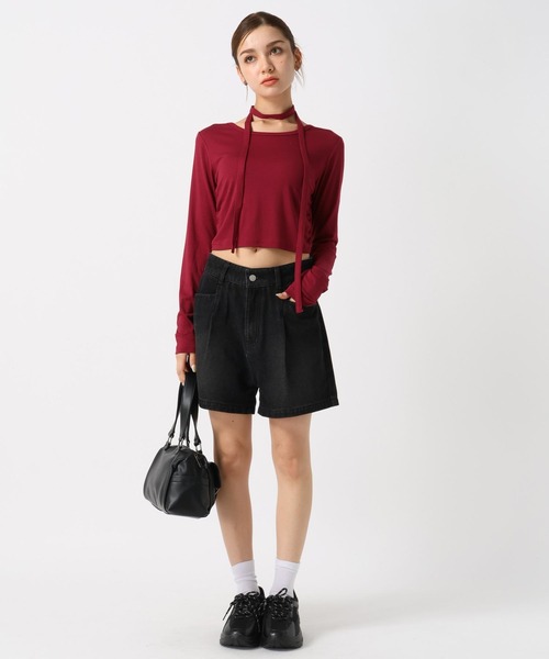 FOREVER 21(フォーエバー トゥエンティーワン)の「【2024FW】ボウタイシャーリングロングスリーブ(Tシャツ/カットソー・レディース・グレー/レッド/ブラック/ホワイト・SMALL/MEDIUM)」の9枚目の写真