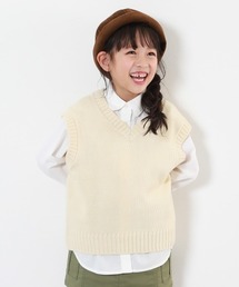 devirock（デビロック）の「洗える Vネックニットベスト ＆ ベーシックシャツ 2点セット（シャツ/ブラウス・キッズ）」