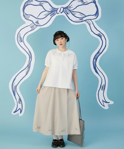 miolite(ミオライト)の「リボン パフスリーブ ブラウス miolite(シャツ/ブラウス・レディース・ホワイト/ライトブルー/ネイビー・M)」の9枚目の写真