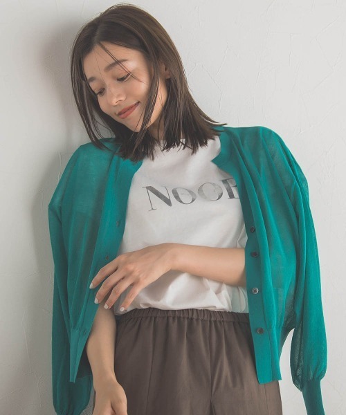 Droite lautreamont(ドロワットロートレアモン)の「キーネックシアーカーディガン≪手洗い可能≫(カーディガン/ボレロ・レディース・チャコールグレー/ベージュ/グリーン・M)」の16枚目の写真