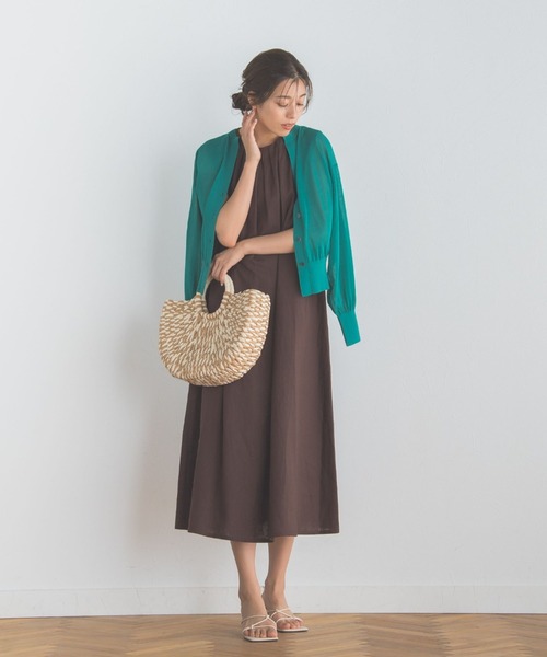 Droite lautreamont(ドロワットロートレアモン)の「キーネックシアーカーディガン≪手洗い可能≫(カーディガン/ボレロ・レディース・チャコールグレー/ベージュ/グリーン・M)」の21枚目の写真