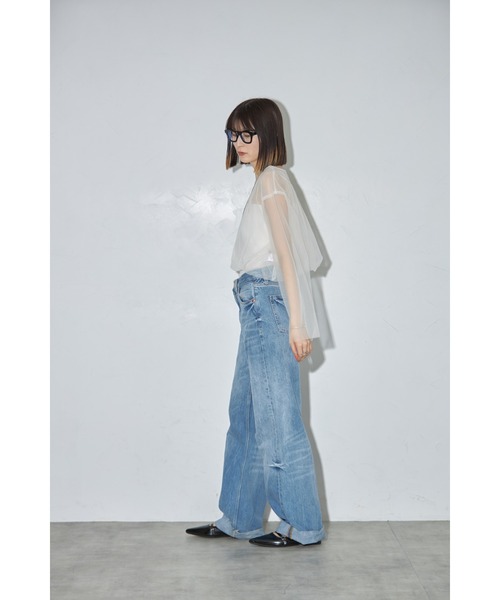 leimn(レイムン)の「チュールクロップドシアーTシャツ(Tシャツ/カットソー・レディース・アイボリー/ブラック・M)」の18枚目の写真