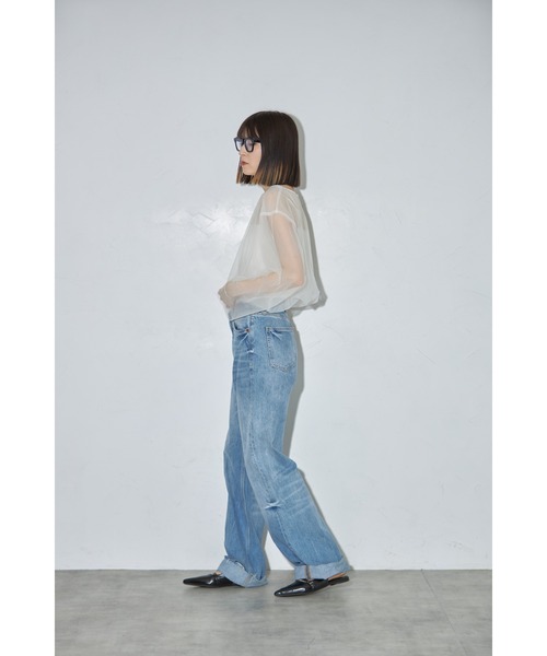 leimn(レイムン)の「チュールクロップドシアーTシャツ(Tシャツ/カットソー・レディース・アイボリー/ブラック・M)」の20枚目の写真