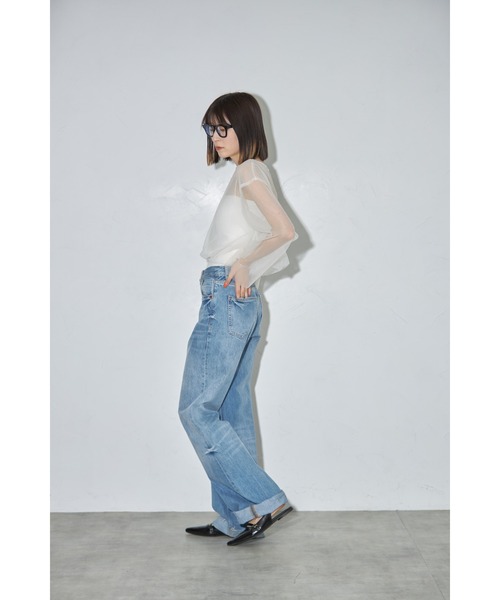 leimn(レイムン)の「チュールクロップドシアーTシャツ(Tシャツ/カットソー・レディース・アイボリー/ブラック・M)」の16枚目の写真