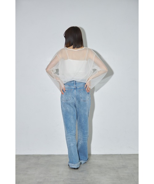 leimn(レイムン)の「チュールクロップドシアーTシャツ(Tシャツ/カットソー・レディース・アイボリー/ブラック・M)」の13枚目の写真