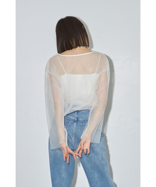 leimn(レイムン)の「チュールクロップドシアーTシャツ(Tシャツ/カットソー・レディース・アイボリー/ブラック・M)」の17枚目の写真