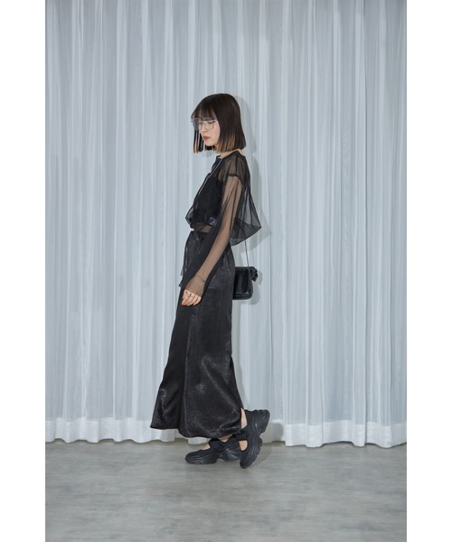 leimn(レイムン)の「チュールクロップドシアーTシャツ(Tシャツ/カットソー・レディース・アイボリー/ブラック・M)」の22枚目の写真
