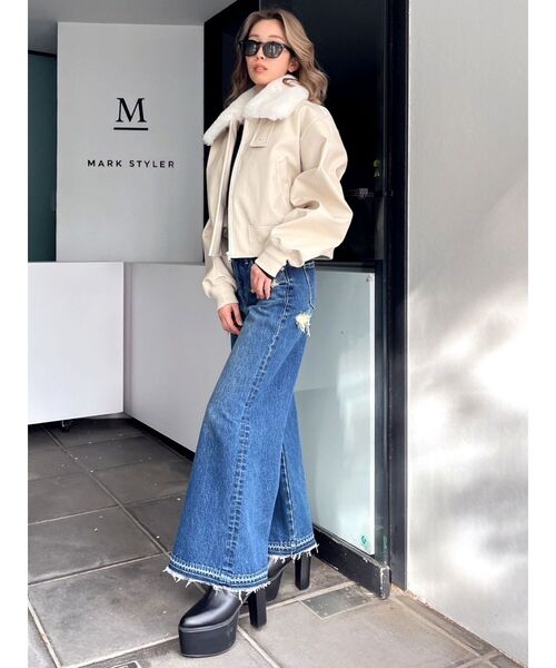 GYDA（ジェイダ）の「ハイウエストレースデザインフレアデニムパンツ（デニムパンツ・レディース・ブラック/ブルー・SMALL/MEDIUM）」の6枚目の写真