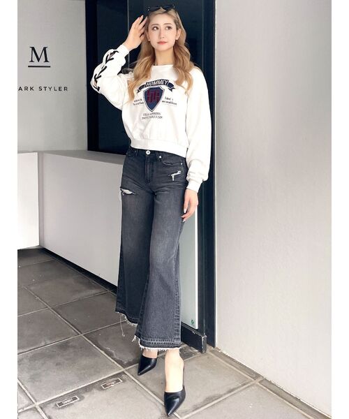 GYDA（ジェイダ）の「ハイウエストレースデザインフレアデニムパンツ（デニムパンツ・レディース・ブラック/ブルー・SMALL/MEDIUM）」の14枚目の写真