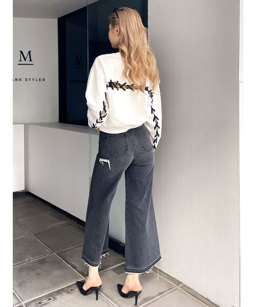 GYDA（ジェイダ）の「ハイウエストレースデザインフレアデニムパンツ（デニムパンツ・レディース・ブラック/ブルー・SMALL/MEDIUM）」の15枚目の写真