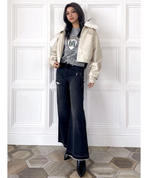 GYDA（ジェイダ）の「ハイウエストレースデザインフレアデニムパンツ（デニムパンツ・レディース・ブラック/ブルー・SMALL/MEDIUM）」の18枚目の写真