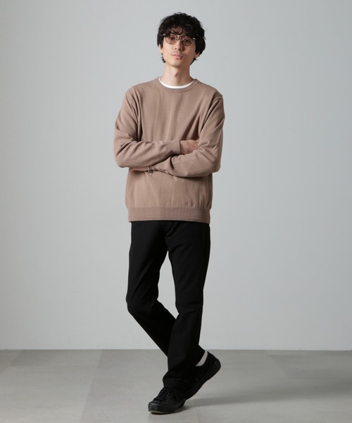 NANO universe（ナノユニバース）の「SOLOTEX(R)14Gゲージコットンクルーネックニット(手洗い可能)（ニット/セーター・メンズ・ベージュ/ブルーグレー/ブラック・M/S/L）」の3枚目の写真