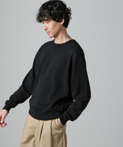 NANO universe（ナノユニバース）の「SOLOTEX(R)14Gゲージコットンクルーネックニット(手洗い可能)（ニット/セーター・メンズ・ベージュ/ブルーグレー/ブラック・M/S/L）」の5枚目の写真