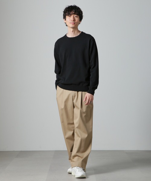 NANO universe（ナノユニバース）の「SOLOTEX(R)14Gゲージコットンクルーネックニット(手洗い可能)（ニット/セーター・メンズ・ベージュ/ブルーグレー/ブラック・M/S/L）」の7枚目の写真