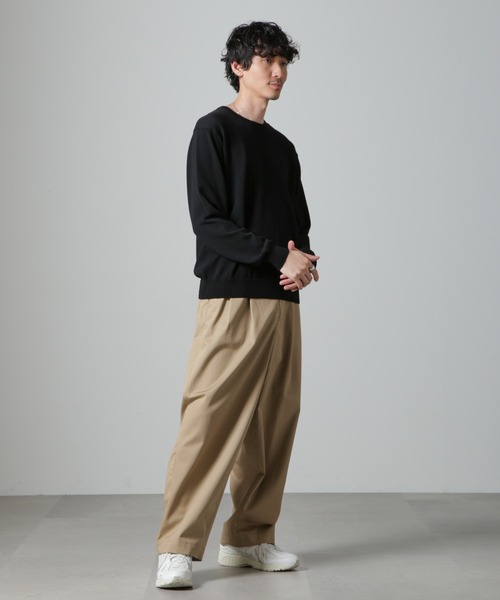 NANO universe（ナノユニバース）の「SOLOTEX(R)14Gゲージコットンクルーネックニット(手洗い可能)（ニット/セーター・メンズ・ベージュ/ブルーグレー/ブラック・M/S/L）」の9枚目の写真