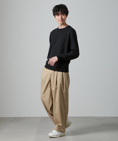 NANO universe（ナノユニバース）の「SOLOTEX(R)14Gゲージコットンクルーネックニット(手洗い可能)（ニット/セーター・メンズ・ベージュ/ブルーグレー/ブラック・M/S/L）」の10枚目の写真