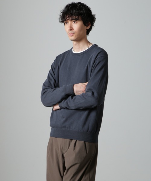 NANO universe（ナノユニバース）の「SOLOTEX(R)14Gゲージコットンクルーネックニット(手洗い可能)（ニット/セーター・メンズ・ベージュ/ブルーグレー/ブラック・M/S/L）」の13枚目の写真