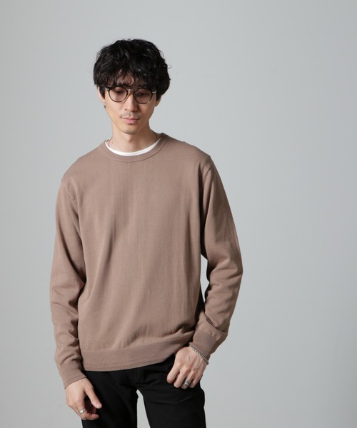 NANO universe（ナノユニバース）の「SOLOTEX(R)14Gゲージコットンクルーネックニット(手洗い可能)（ニット/セーター・メンズ・ベージュ/ブルーグレー/ブラック・M/S/L）」の18枚目の写真