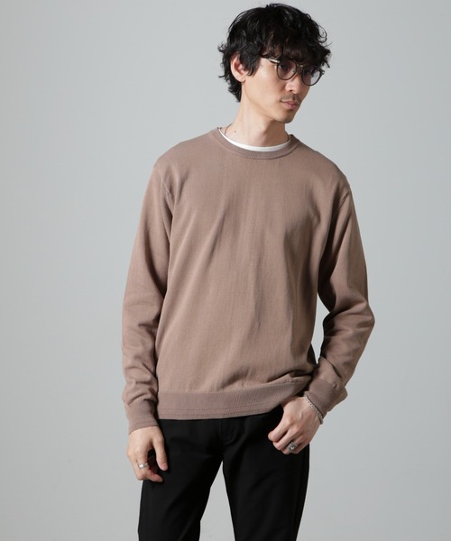 NANO universe（ナノユニバース）の「SOLOTEX(R)14Gゲージコットンクルーネックニット(手洗い可能)（ニット/セーター・メンズ・ベージュ/ブルーグレー/ブラック・M/S/L）」の19枚目の写真