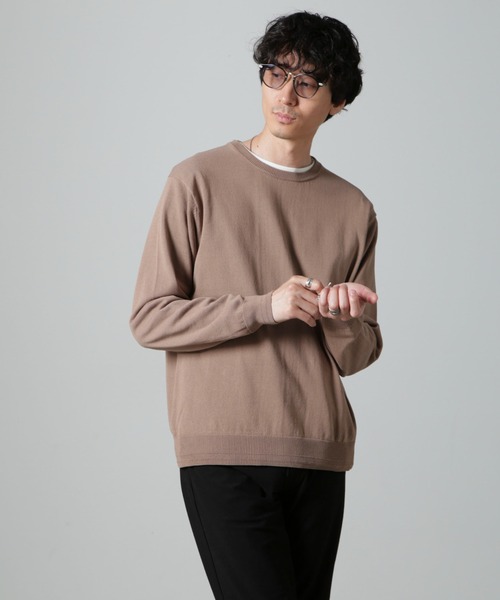 NANO universe（ナノユニバース）の「SOLOTEX(R)14Gゲージコットンクルーネックニット(手洗い可能)（ニット/セーター・メンズ・ベージュ/ブルーグレー/ブラック・M/S/L）」の20枚目の写真