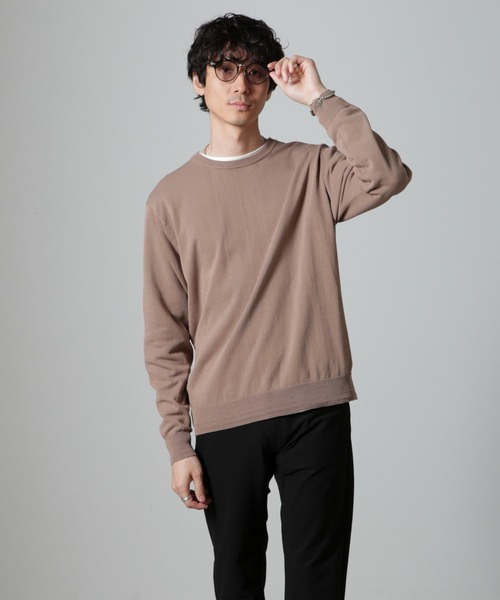 NANO universe（ナノユニバース）の「SOLOTEX(R)14Gゲージコットンクルーネックニット(手洗い可能)（ニット/セーター・メンズ・ベージュ/ブルーグレー/ブラック・M/S/L）」の21枚目の写真