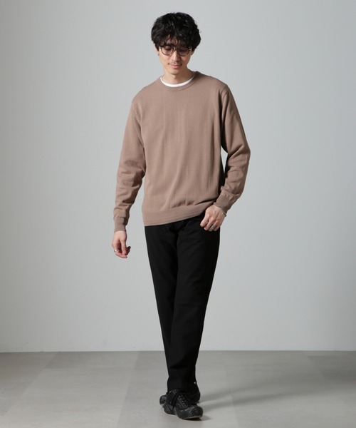 NANO universe（ナノユニバース）の「SOLOTEX(R)14Gゲージコットンクルーネックニット(手洗い可能)（ニット/セーター・メンズ・ベージュ/ブルーグレー/ブラック・M/S/L）」の22枚目の写真