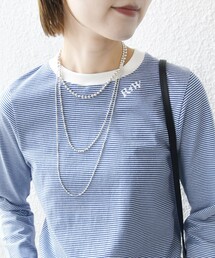 【WEB限定】〈洗濯機可能〉刺繍 デザイン ボーダー リンガー TEE