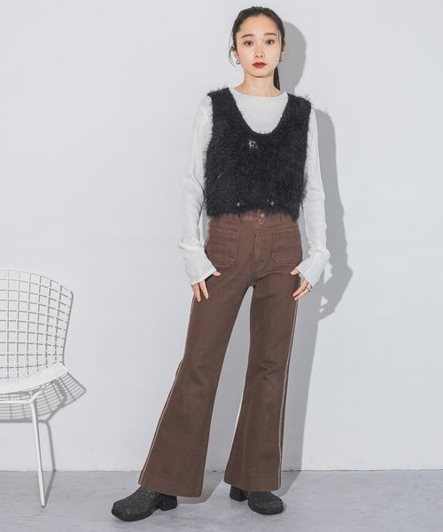 JEANASIS（ジーナシス）の「クロスシシュウフレアパンツ/150645