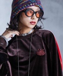 GEVS. | 配色ラインベロアプルオーバー GEVS.(大きいサイズ対応)(Tシャツ/カットソー)
