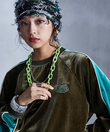 GEVS. | 配色ラインベロアプルオーバー GEVS.（大きいサイズ対応）(Tシャツ/カットソー)