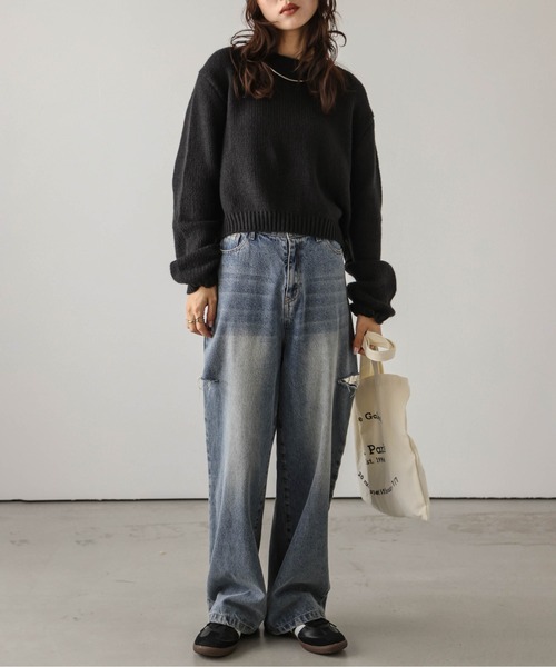 AMELY(エミリー)の「ローゲージニットトップス(ニット/セーター・レディース・モカ/ホワイト/ブラック/チャコール・フリー)」の10枚目の写真