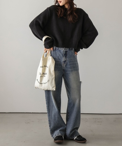 AMELY(エミリー)の「ローゲージニットトップス(ニット/セーター・レディース・モカ/ホワイト/ブラック/チャコール・フリー)」の11枚目の写真