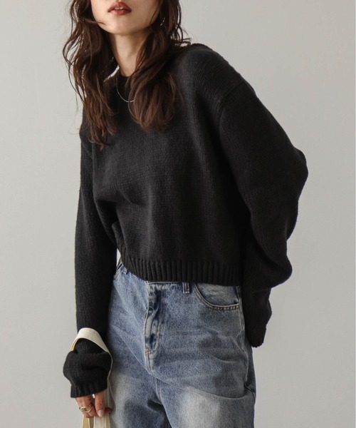 AMELY(エミリー)の「ローゲージニットトップス(ニット/セーター・レディース・モカ/ホワイト/ブラック/チャコール・フリー)」の12枚目の写真