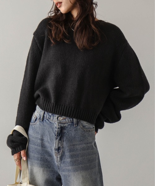AMELY(エミリー)の「ローゲージニットトップス(ニット/セーター・レディース・モカ/ホワイト/ブラック/チャコール・フリー)」の13枚目の写真