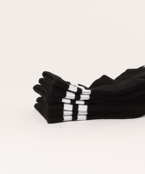 HANES（ヘインズ）の「【HANES/ヘインズ】クォーターレングスライン柄ソックス3足組 HMSCZ202（ソックス/靴下・メンズ・ブラック/ホワイト・MEDIUM）」の3枚目の写真