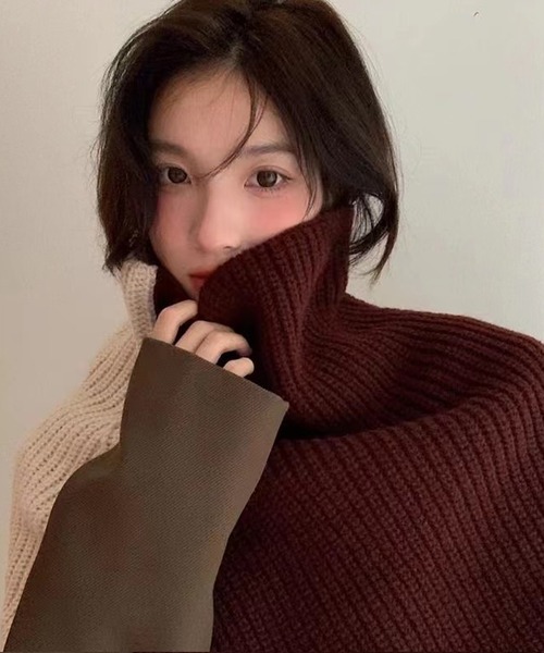 美品☆HYKEネックウォーマーウールつけ襟付け襟フリンジ