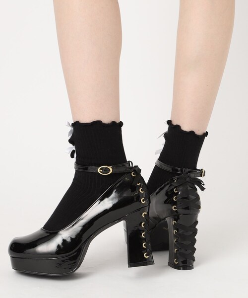 cs T&P（シーエスティーアンドピー）の「厚底ストラップ付リボンレースアップパンプス（パンプス・レディース・ワインレッド/ブラック系1/アイボリー/ブラック・S/M/L/LL）」の19枚目の写真