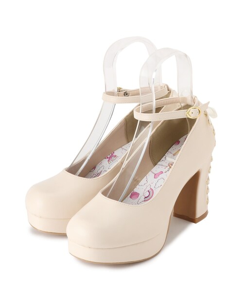 cs T&P（シーエスティーアンドピー）の「厚底ストラップ付リボンレースアップパンプス（パンプス・レディース・ワインレッド/ブラック系1/アイボリー/ブラック・S/M/L/LL）」の6枚目の写真