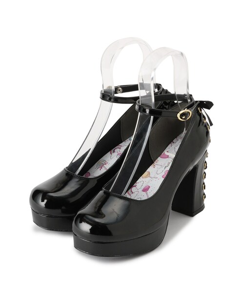 cs T&P（シーエスティーアンドピー）の「厚底ストラップ付リボンレースアップパンプス（パンプス・レディース・ワインレッド/ブラック系1/アイボリー/ブラック・S/M/L/LL）」の7枚目の写真