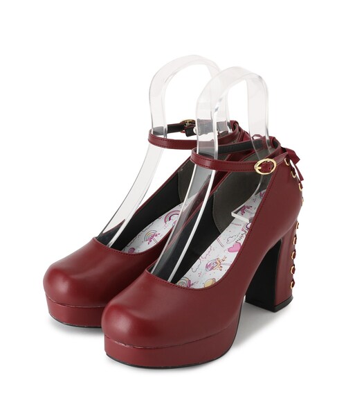 cs T&P（シーエスティーアンドピー）の「厚底ストラップ付リボンレースアップパンプス（パンプス・レディース・ワインレッド/ブラック系1/アイボリー/ブラック・S/M/L/LL）」の8枚目の写真