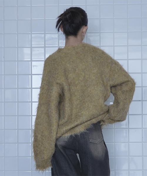 miette（ミエット）の「ブークレシャギーVネックカーディガン（カーディガン/ボレロ・レディース・グレー/オレンジ/グリーン・FREE）」の8枚目の写真