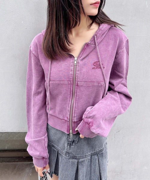 INGNI（イング）の「ピグメントスウェットショートZIPパーカー（パーカー・レディース・バーガンディー/ネイビー/ブラック・M）」の11枚目の写真