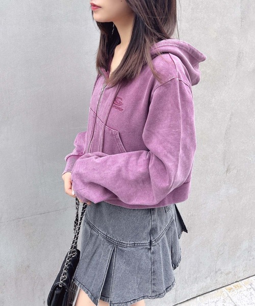 INGNI（イング）の「ピグメントスウェットショートZIPパーカー（パーカー・レディース・バーガンディー/ネイビー/ブラック・M）」の10枚目の写真